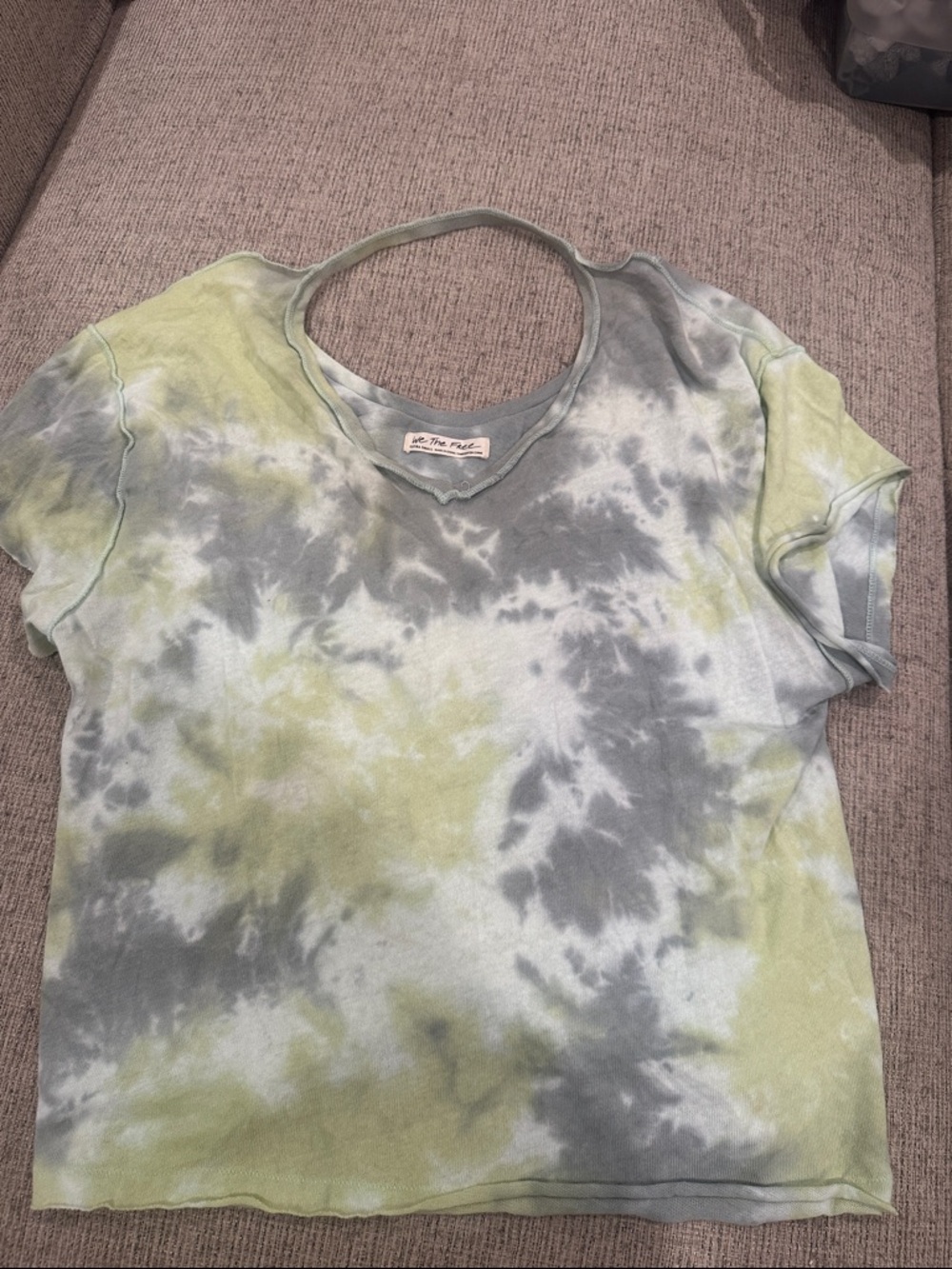 We The Free Short Sleeve Tie-Dye Tee in Gray and Light Green